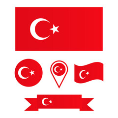 vector flag of Turkey. Collection of flags