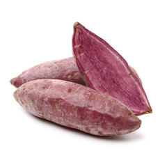Purple Colored Sweet Potatoes on White background