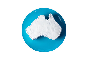 Happy Australia Day message greeting card - vanilla cream cake in a shape of the Australia
