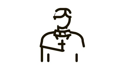 christian monk Icon Animation. black christian monk animated icon on white background