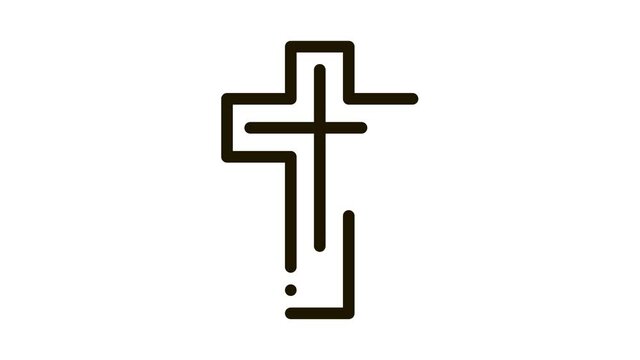 view of golden cross Icon Animation. black view of golden cross animated icon on white background