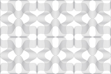 Seamless, abstract background pattern made with curvy repeated lines forming geometric shapes. Simple, modern vector art.