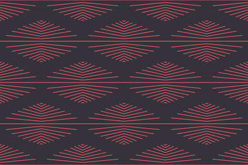 Seamless, abstract background pattern made with repeated lines forming geometric forms. Traditional looking, simple vector art.