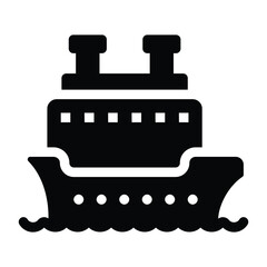 
Tanker ship glyph icon, oil transportation 
