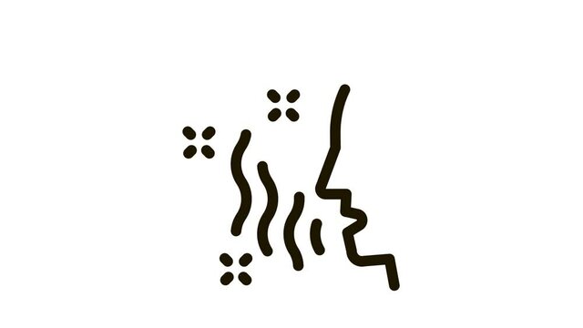 intestinal infection transmitted by airborne droplets Icon Animation. black intestinal infection transmitted by airborne droplets animated icon on white background