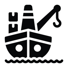 
Transportation, glyph icon of cargo ship

