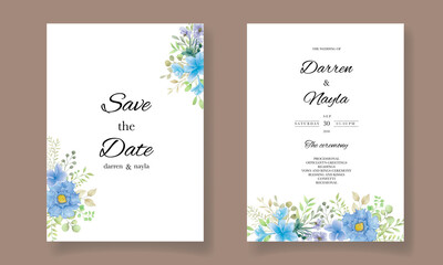 Fototapeta na wymiar Wedding invitation set with beautiful flower watercolor frame