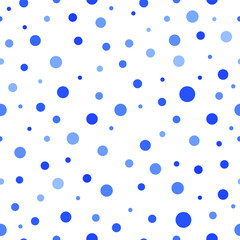 Vector seamless template with blue dots and circles. Abstract illustration for business card design.
