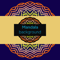 Invitation or wedding card with mandala. Template of greeting card, background pattern, fashion design. Vector illustration
