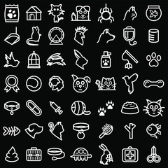 Set Abstract Doodle Elements Hand Drawn Collection Pets Animal Sketch Vector Design Style Background Dog Cat Bone Food Training Caring Grooming  Illustration Icons