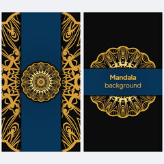 wedding invitations or greeting cards with colorful mandala on color background. Business card. Vintage decorative elements. Vector illustration