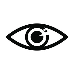 Black eye on a white background, sign for design, vector illustration