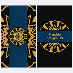 wedding invitations or greeting cards with colorful mandala on color background. Business card. Vintage decorative elements. Vector illustration