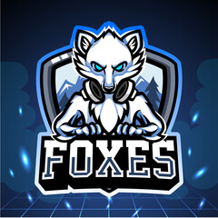 White fox mascot, esport logo design