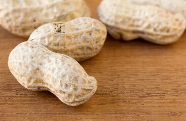 Peanuts on wood table