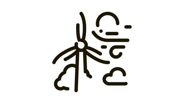 high wind energy mill Icon Animation. black high wind energy mill animated icon on white background