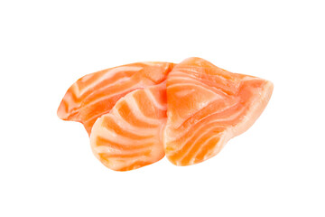 Fresh salmon filleted pieces  uncooked isolated salmon Clipping Path on white isolated .Image stack Full depth of field macro