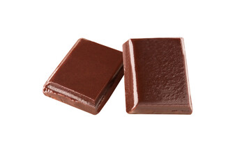 chocolate  pieces a white background .Clipping path