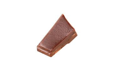 chocolate broken pieces in the air on a white background .Clipping path
