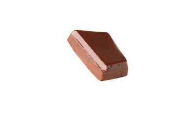 chocolate broken pieces in the air on a white background .Clipping path