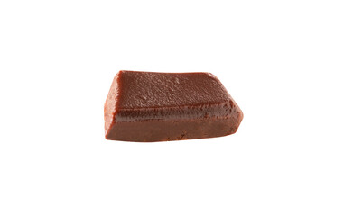 chocolate broken pieces in the air on a white background .Clipping path