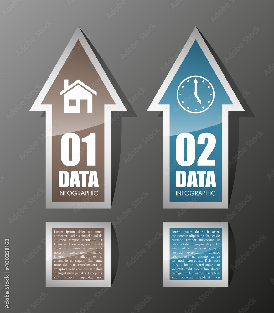 Poster set of origami vector arrow banners with shadow for websites or business design