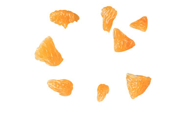 orange flying piece isolated on white background