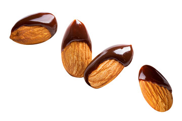 almond chocolate blast fly chocolate nuts isolated on white isolated