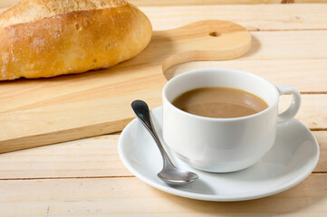epresso cofffe bun on wood background