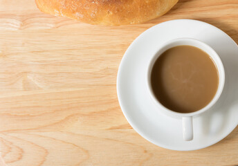 epresso cofffe bun on wood background