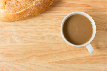 epresso cofffe bun on wood background