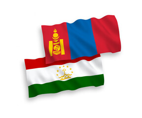 Fototapeta premium Flags of Tajikistan and Mongolia on a white background