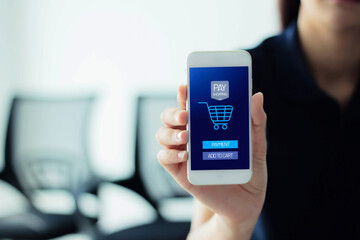 Transactio Payment  technology making online mobile phone payment internet shop  , makes online shopping  concept