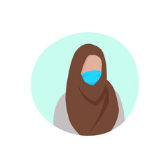 Arabian woman wearing a medical mask flat illustrations