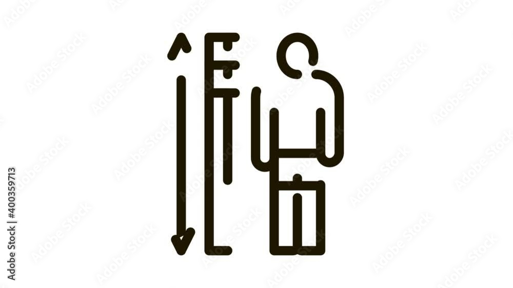 Poster human height measurement Icon Animation. black human height measurement animated icon on white background