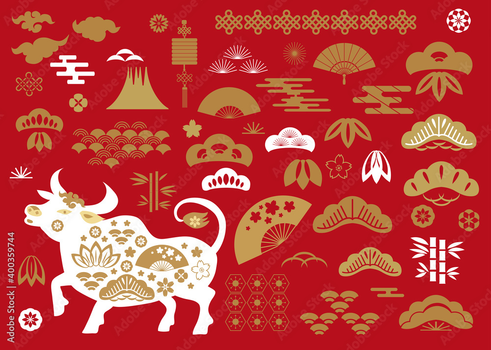 Sticker 2021 Japanese new year elements  set 5