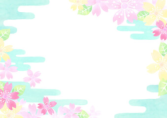 水彩で描いた和風の桜の背景
