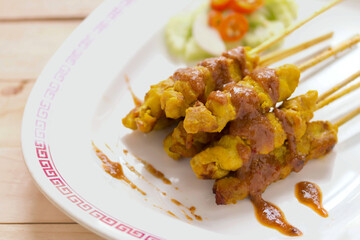 Pork satay with Peanut Sauce Thai food