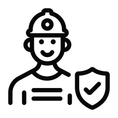 
Worker insurance glyph icon showing, protection shield  
