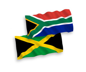 Flags of Jamaica and Republic of South Africa on a white background