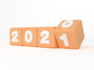 New Year dice from 2020 to 2021. - 3D Render