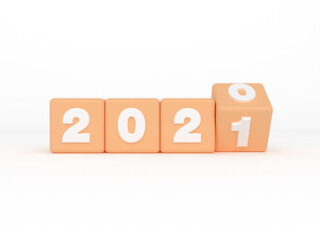 New Year dice from 2020 to 2021. - 3D Render