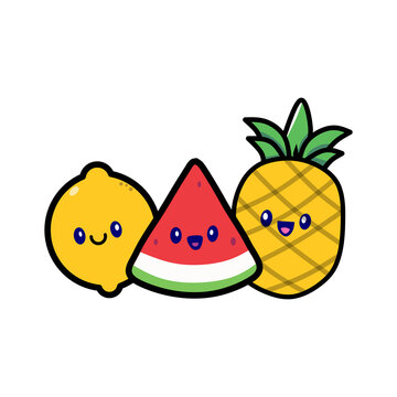 vector illustration of cute fruit cartoon character. very suitable for application icons, web icons, and stickers