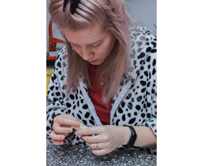 girl cooks dumplings