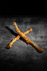 Cheese sticks isolated on the white background.
