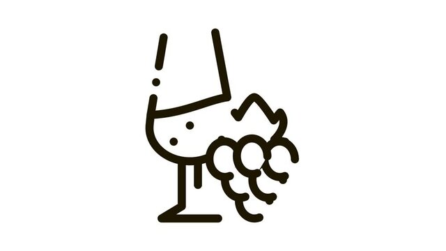 wine with grapes Icon Animation. black wine with grapes animated icon on white background