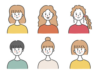 Set of smiling women, vector illustration