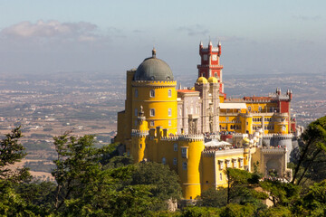 Sintra, Portugal. The Pena Palace or Palacio da Pena, a Romanticist castle in Sao Pedro de Penaferrim. A national monument and a World Heritage Site