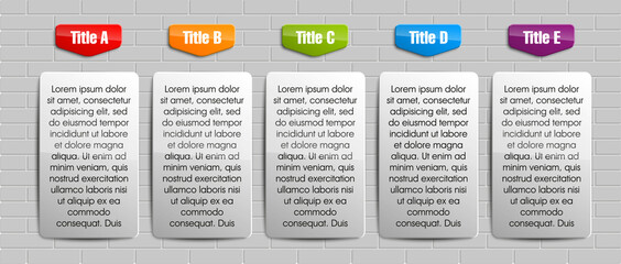 Naklejka premium Information infographic statistic vector presentation. Graphic composition for your business presentations. Stripe label for your annotations. Ribbon sticker for registration of proposals