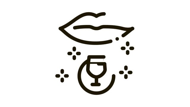 drinking wine Icon Animation. black drinking wine animated icon on white background